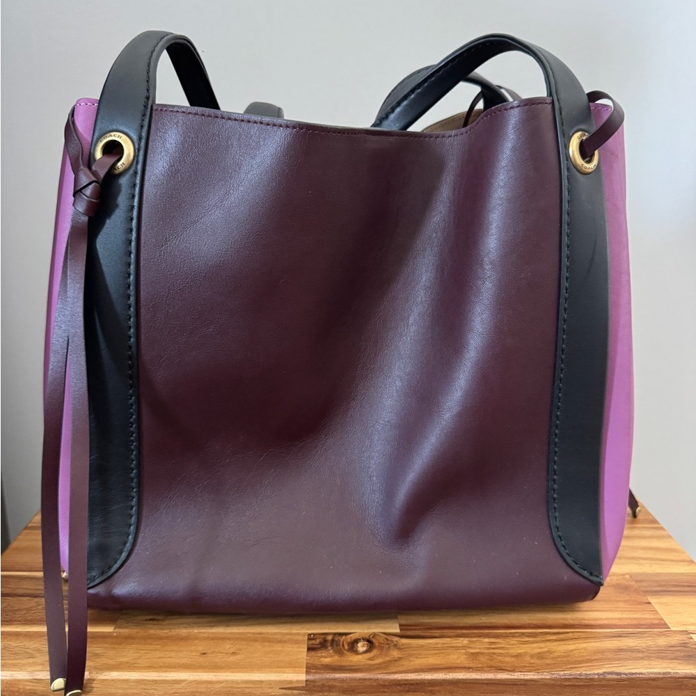 Coach Colorblock Harmony Purple  Leather Shoulder Bag